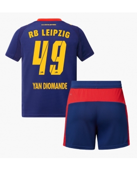 Billige Fotballdrakt RB Leipzig Yan Diomande #49 Replika Bortedraktsett Barn 2025-26 Kortermet (med bukser)